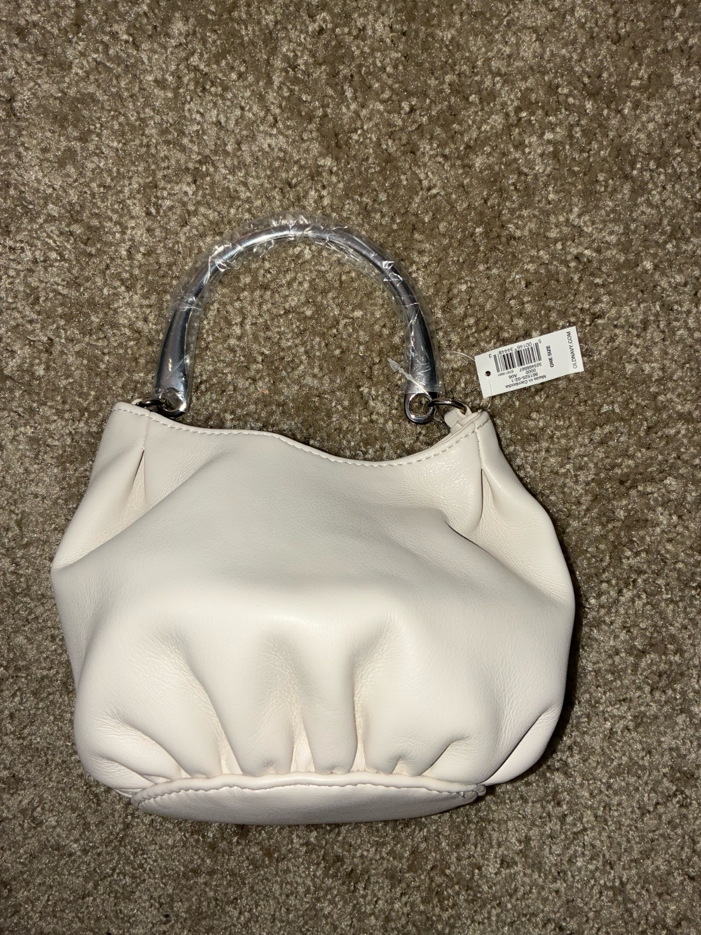 Old Navy Cream Mini Hobo Bag with Silver Handle